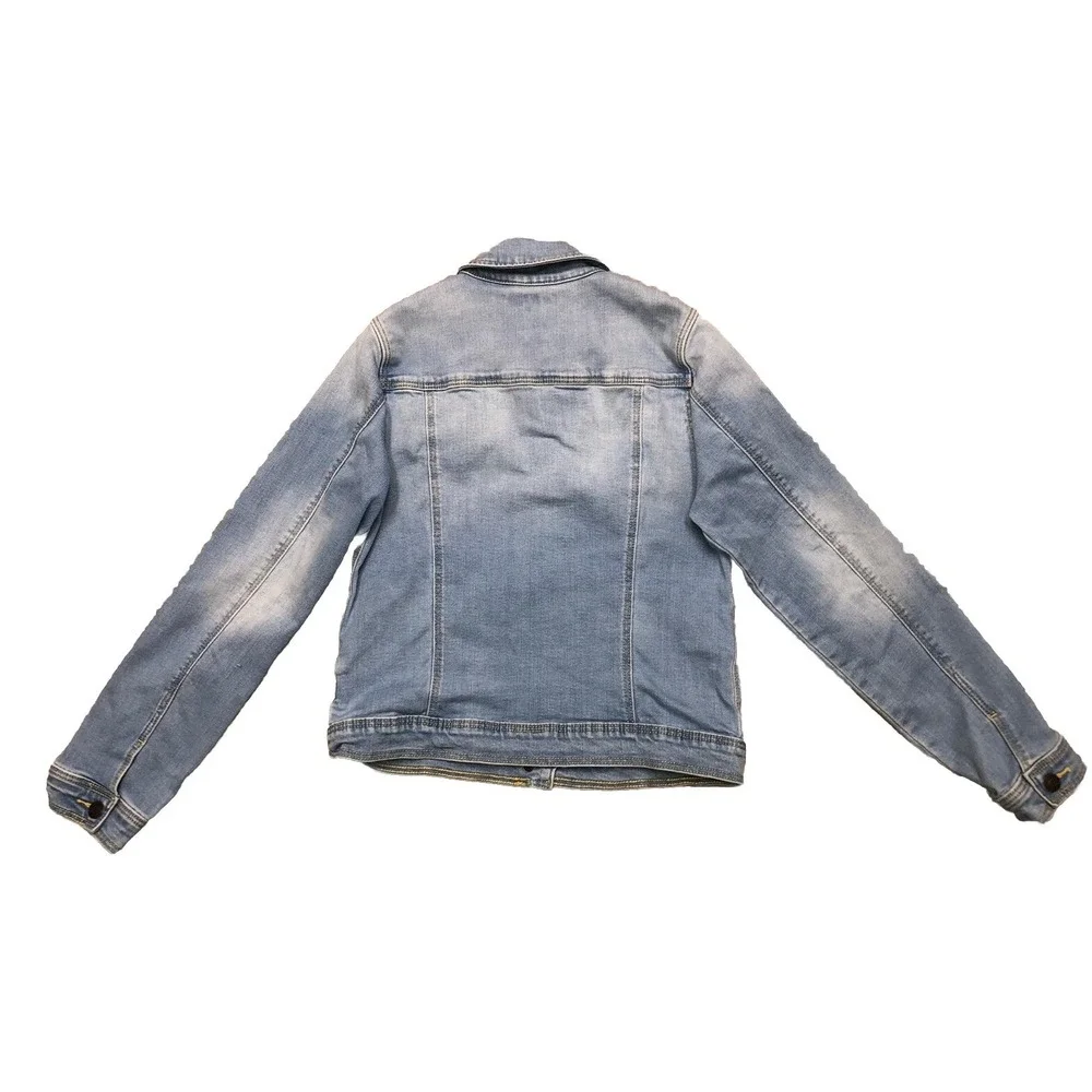 Cat And Jack Denim Jacket Girls XL (14-16) Blue Jean Snap Button‎ Stretch *spot